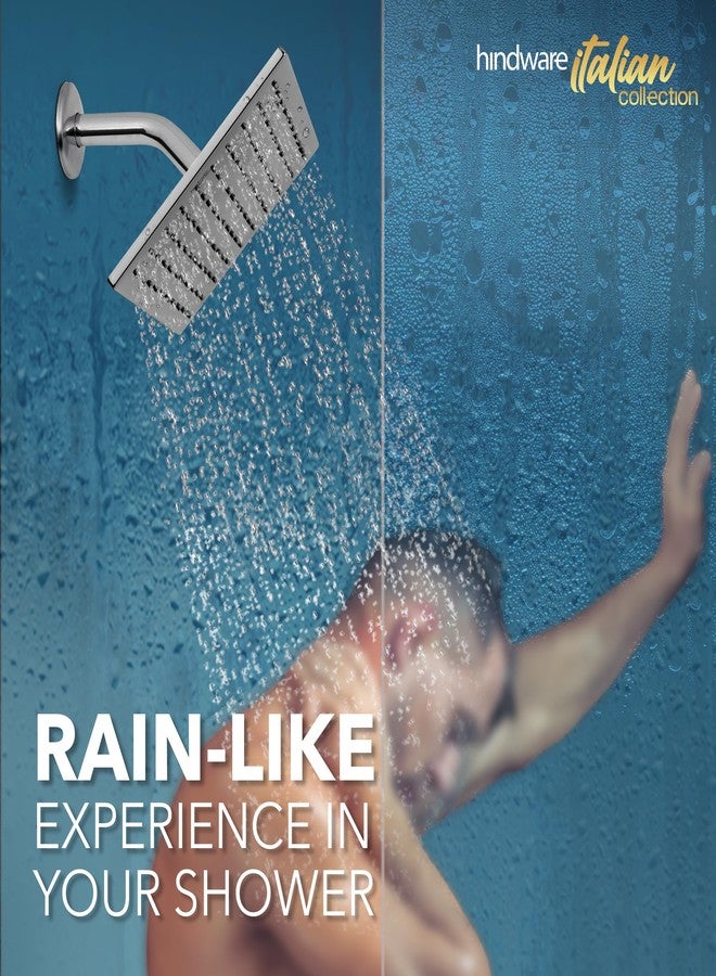 Hindware Stainless Steel 200 MM Easy Clean Rain Shower Without Shower Arm | Square Overhead Shower | Chrome Finish | 5-year Warranty - Image 2